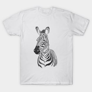 Zebra Illustration in Black and White T-Shirt